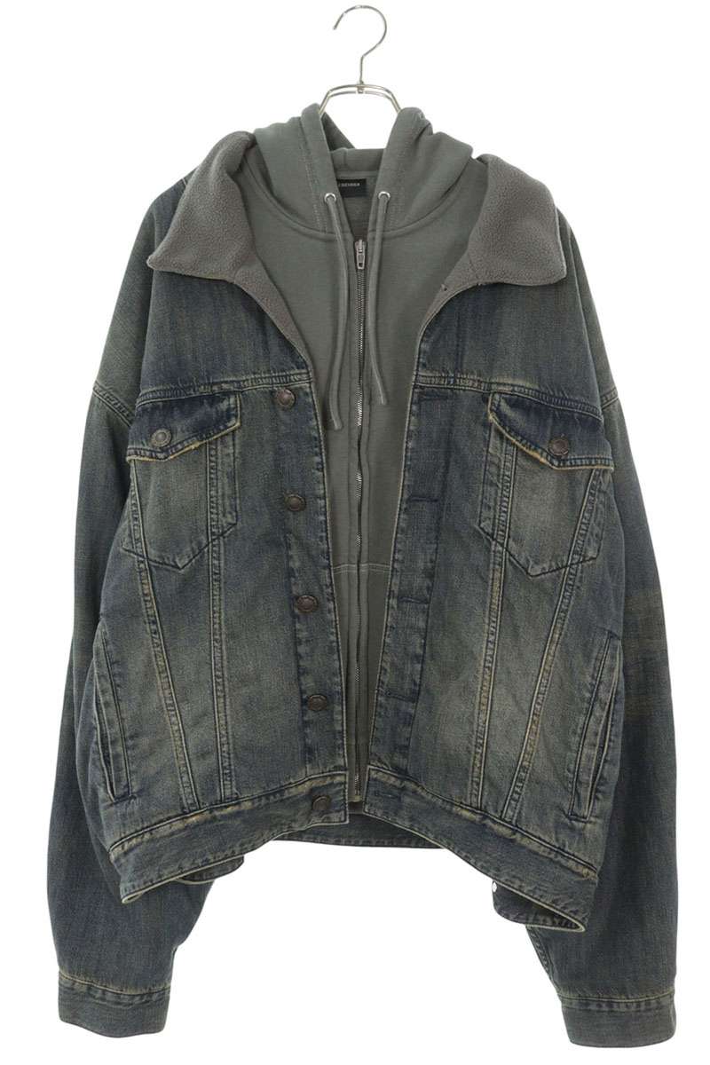 バレンシアガ BALENCIAGA 大きさ:S  849909 TTW76 レイヤードライニングデニムブルゾン(インディゴ×薄墨色)【115062】【SB01】【メンズ】【中古】bb380#rinkan*A