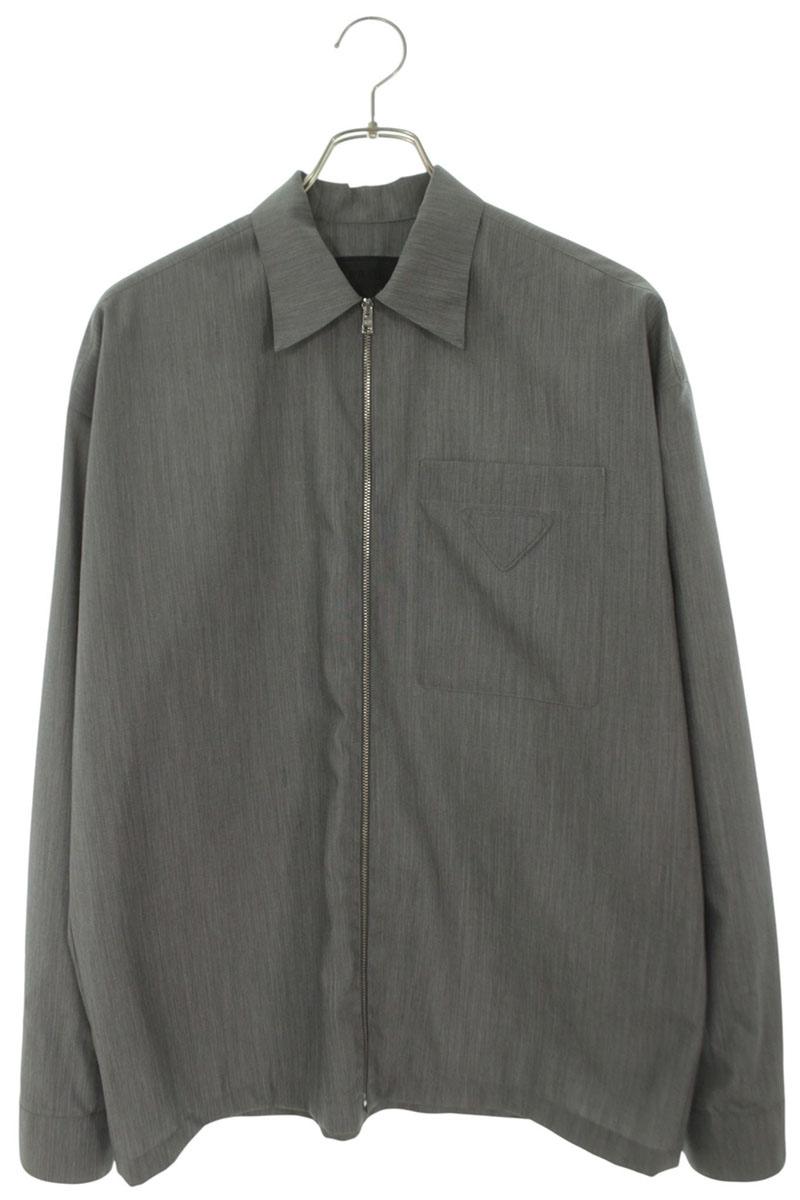 プラダ PRADA　サイズ:XS SC540 三角ロゴパッチウールモヘヤジップアップブルゾン(グレー)【415062】【BS99】【メンズ】【中古】bb187#rinkan*B｜RINKAN