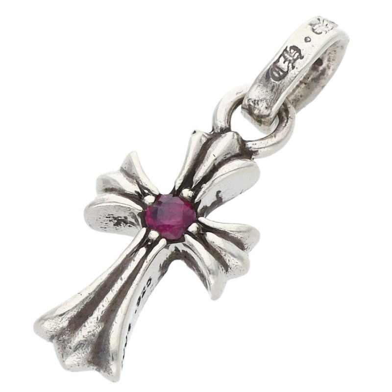 クロムハーツ Chrome Hearts   CRS BBYFAT RUBY ベイビーファット 1ルビー 引きつける しろがね色首飾りとっ始め(しろがね色×赤いこと 1.87g)【225062】【os06】【小物】【中古】bb92#rinkan*B
