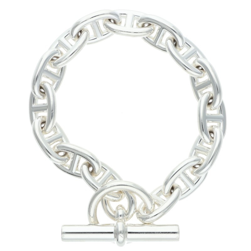 エルメス HERMES 大きさ:15LINK  Chaine d\u0027Ancre MM シェーヌダンクルMMしろがね色腕輪(しろがね色 57.6g)【225062】【SS13】【小物】【中古】bb409#rinkan*B