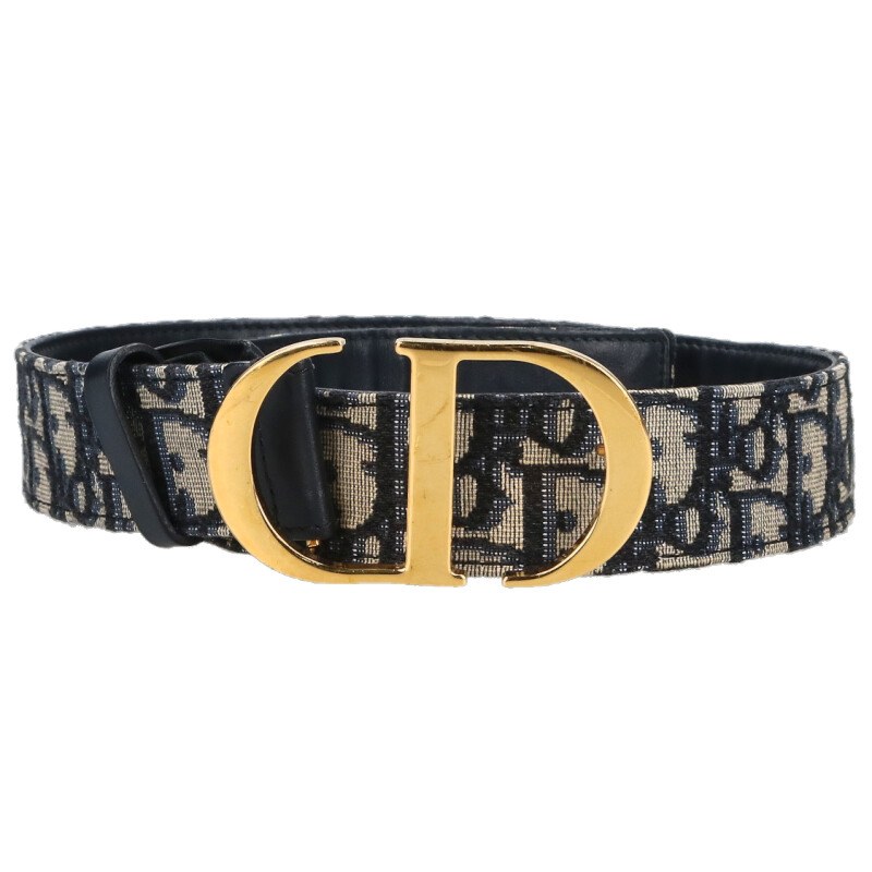 ディオール Christian Dior 大きさ:70 CDバックルオブリーク総柄胴締め(ベージュ×米国海軍×ゴールド)【925062】【BS99】【小物】【中古】bb187#rinkan*B