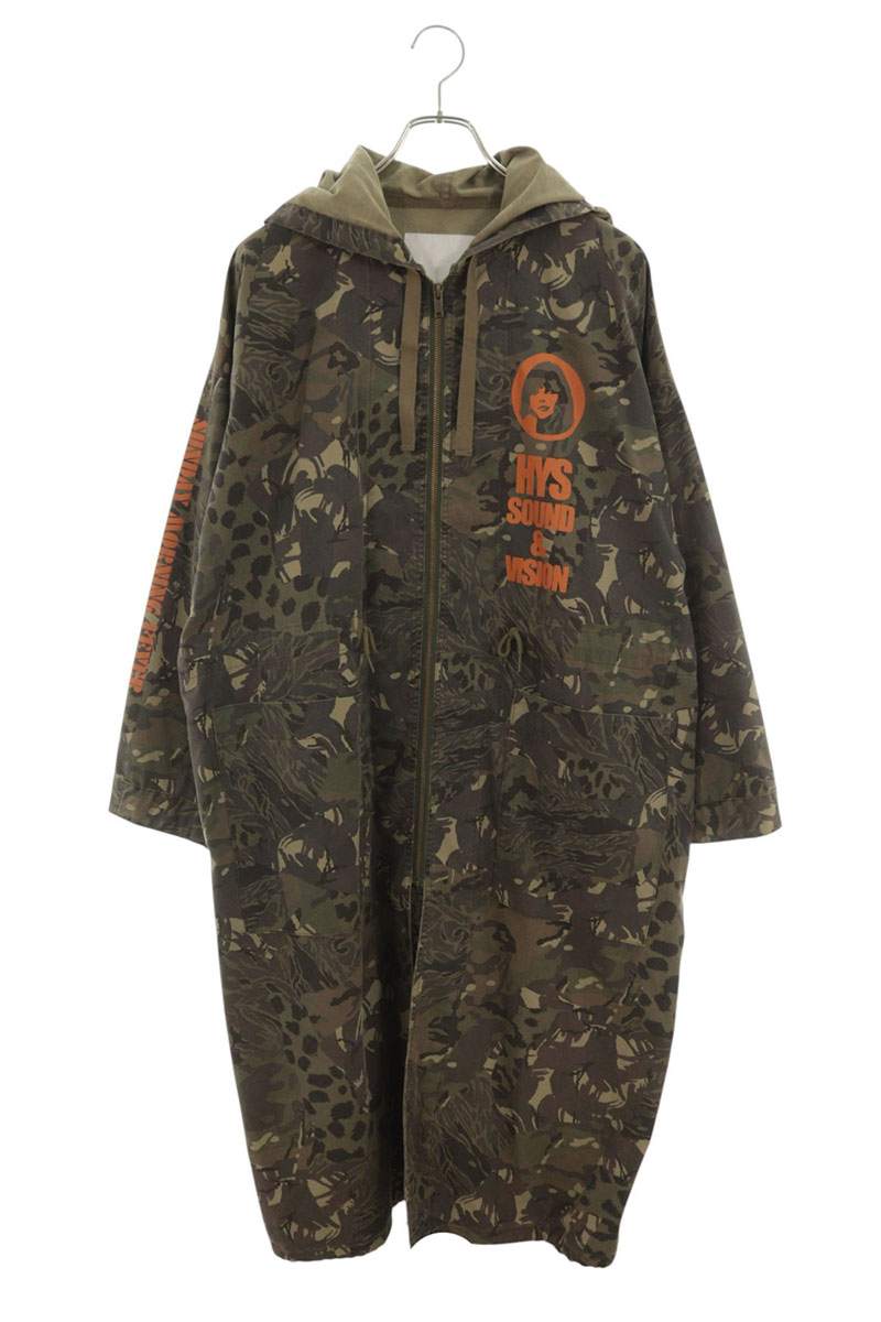 ヒステリックグラマー HYSTERIC GLAMOUR 大きさ:FREE  01201AO01 偽装ロゴプリントモッズコート(カーキ調)【315062】【BS99】【メンズ】【中古】bb455#rinkan*B