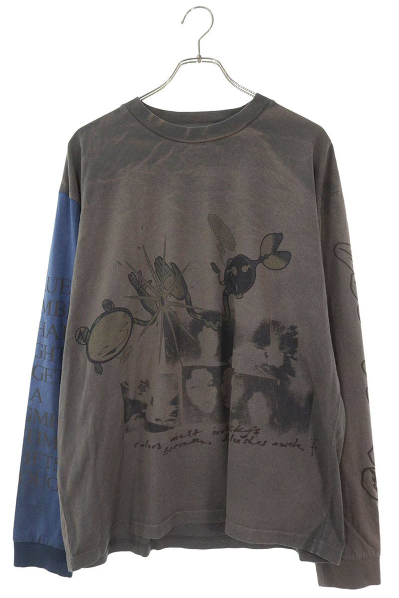 トラヴィススコット Travis Scott　&times;フラグメントデザイン fragment design サイズ:XL CACTUS JACK DRIFT グラフィックプリント長袖カットソー(グレー調&times;ブルー調)【515062】【BS99】【メンズ】【中古】bb396#rinkan*B｜RINKAN