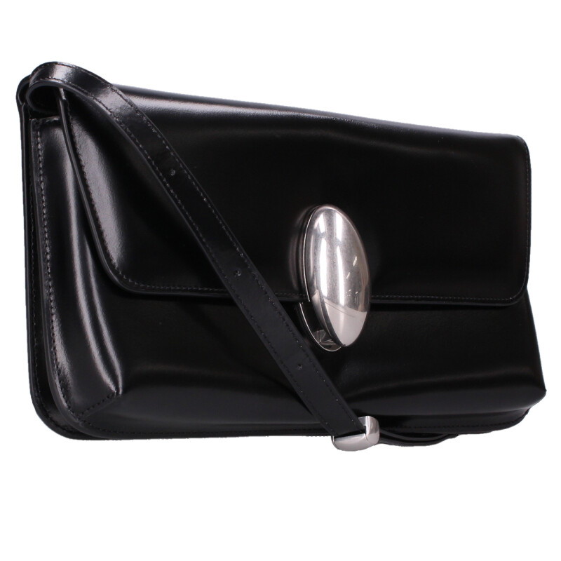 アレキサンダーワン ALEXANDER WANG   Dome Structured Shoulder Bag レザークラッチショルダーバッグ(黒いこと×しろがね色)【306062】【BS99】【小物】【中古】bb33#rinkan*A