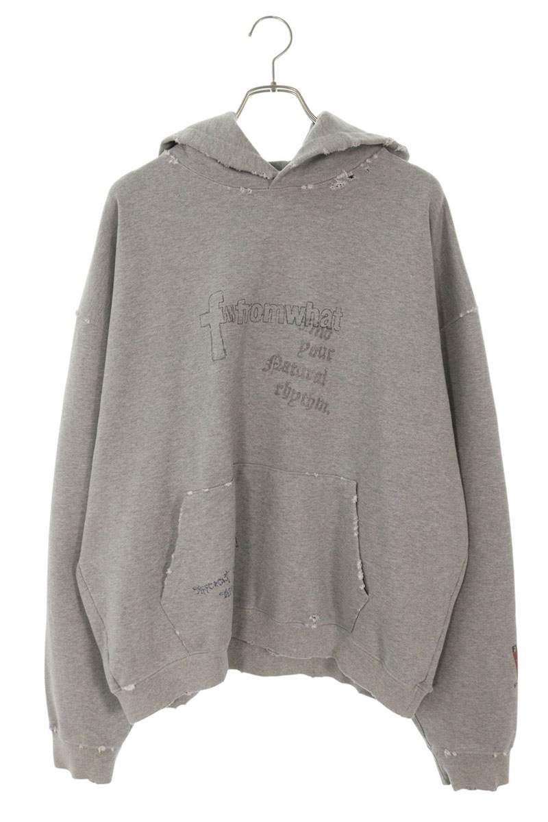 ファーフロムワット FAR FROM WHAT 大きさ:2  FAR VTG WASHED HOODIE 不都合産業グラフィックデザインパーカー(薄墨色)【615062】【SS13】【メンズ】【中古】bb310#rinkan*S