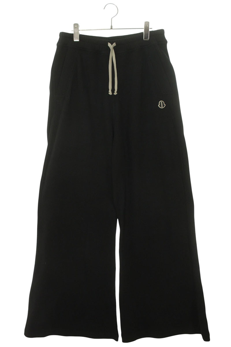 リックオウエンス Rick Owens ×モンク軌跡 MONCLER 大きさ:L  J209N8H00002 ワイドベラスウェットロングパンツ(黒いこと)【315062】【SB01】【メンズ】【中古】bb356#rinkan*S