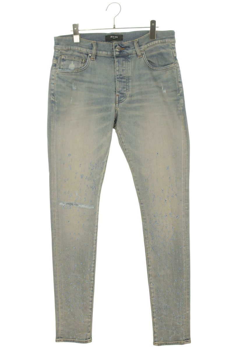 アミリ AMIRI サイズ:32 ショットガン加工スキニーデニムパンツ(ライトブルー)【315062】【OM10】【メンズ】【中古】bb356#rinkan*S|RINKAN