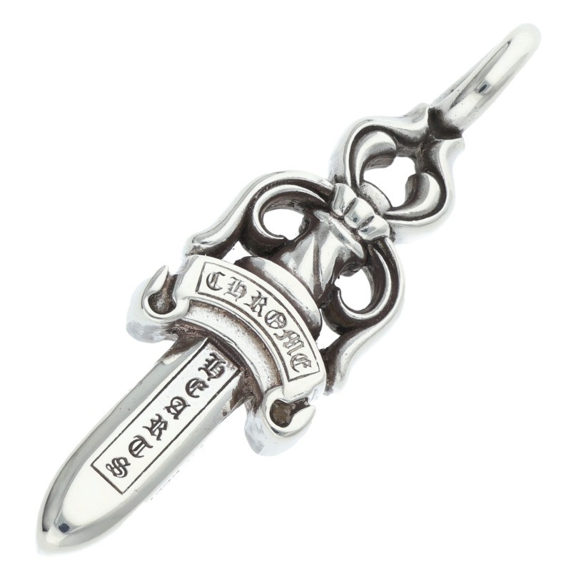 クロムハーツ Chrome Hearts   DOUBLE DAGGER ダブルダガー シャンデリヤ しろがね色頸飾りいの一番(しろがね色 21.15g)【715062】【GZ11】【小物】【中古】bb51#rinkan*B