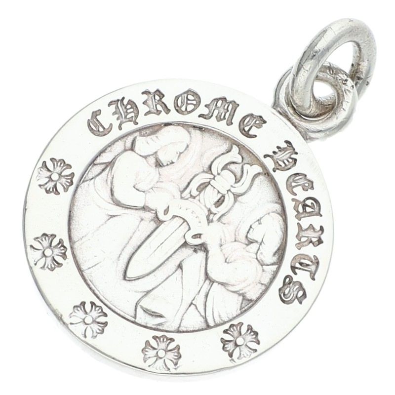 クロムハーツ Chrome Hearts   CHRM ANGL MDL エンジェルメダルチャーム V2 しろがね色頸飾りいの一番(しろがね色 6.27g)【715062】【聞き届ける15】【小物】【中古】bb473#rinkan*B