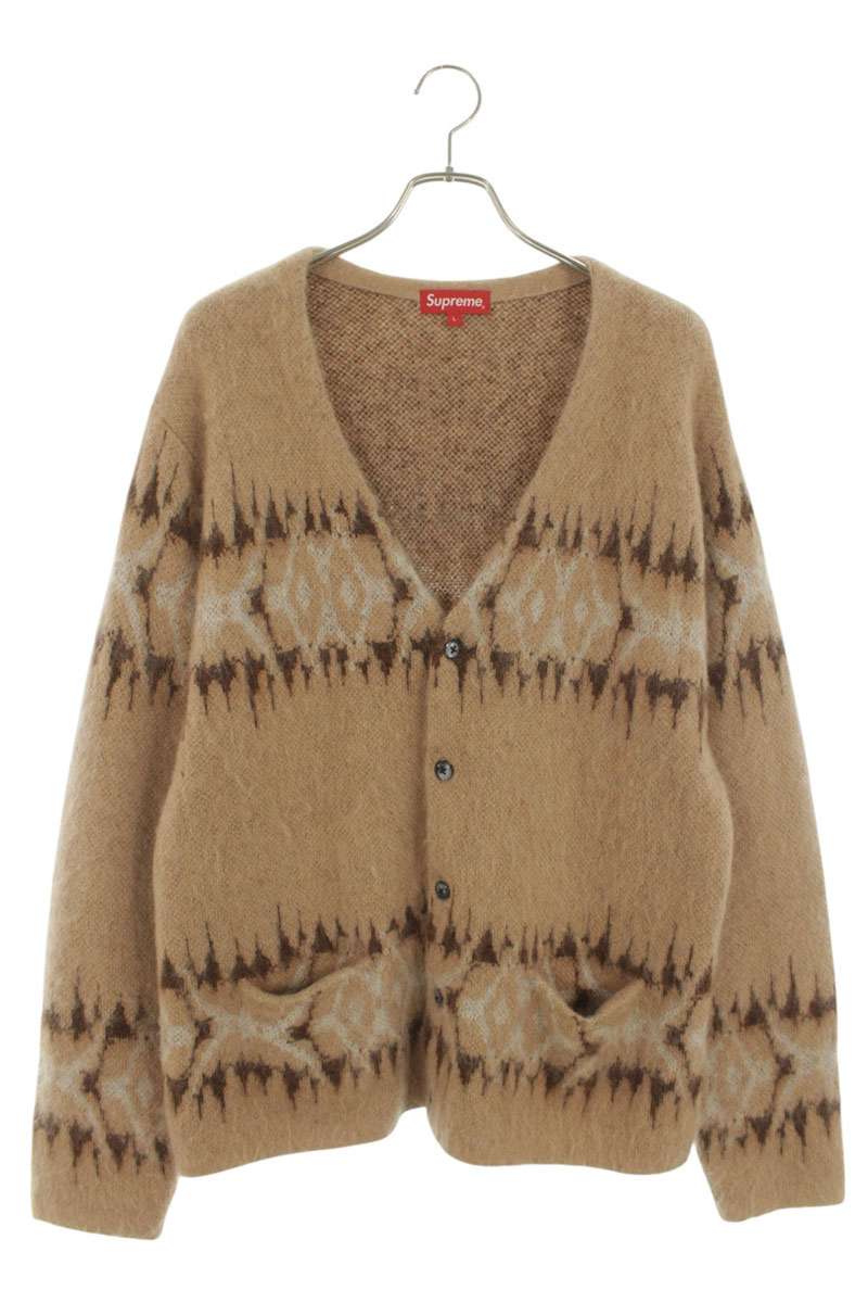 シュプリーム SUPREME 大きさ:L  22AW  Abstract Stripe Cardigan 縞模様 モヘヤジレー(ベージュ)【106062】【BS99】【メンズ】【中古】bb356#rinkan*B
