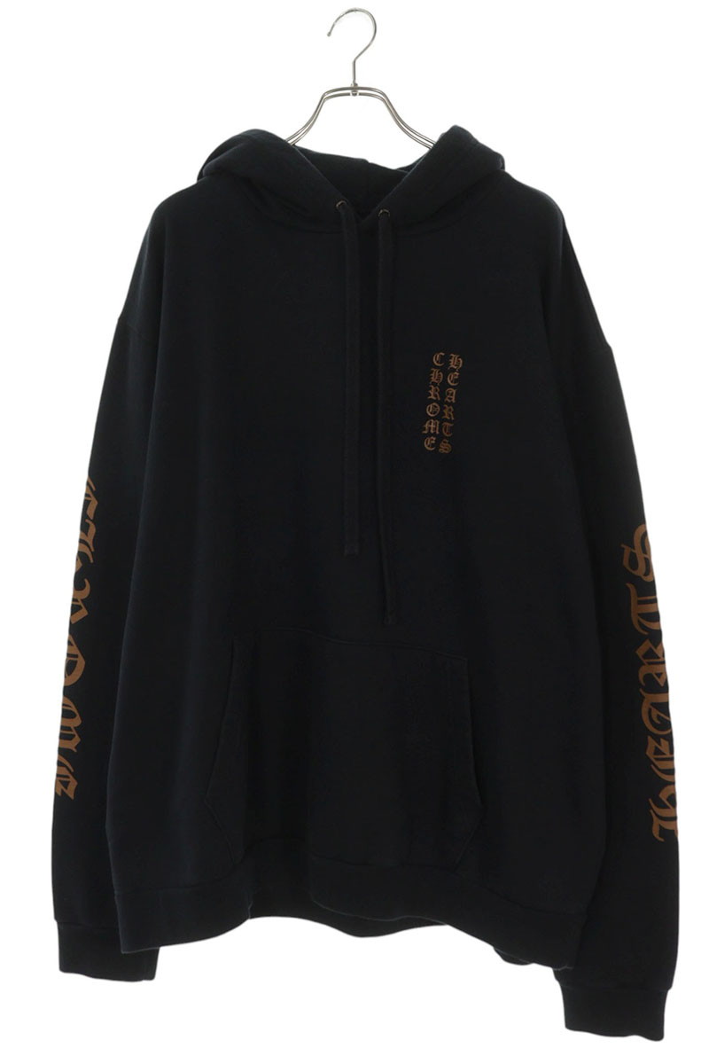 クロムハーツ Chrome Hearts 大いさ:XL  SWTSHRT 固定ディスク PLVR 袖ロゴプリントパーカー(黒いこと×カーキ)【415062】【HJ12】【メンズ】【中古】bb92#rinkan*B