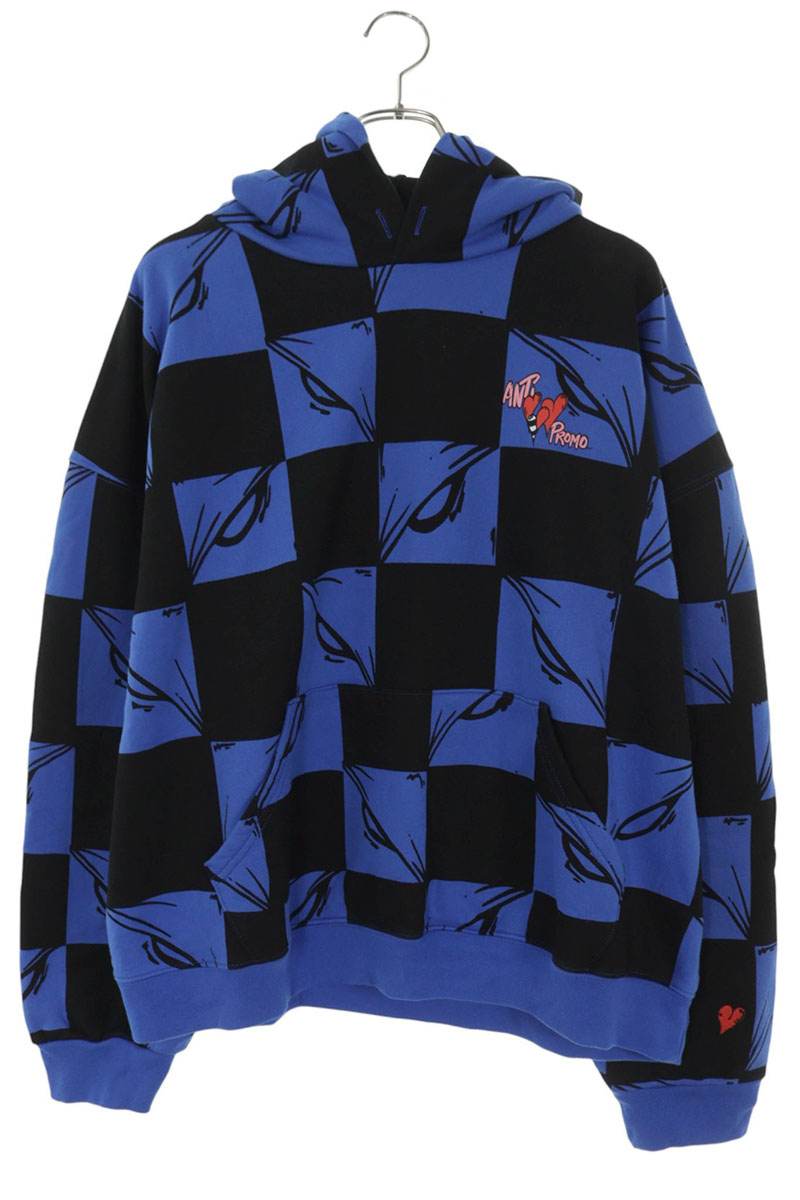 アンチプロモ ANTI PROMO 大きさ:XL  99EYES HOODIE MATTY BOYプリントプルオーバーパーカー(青碧調)【415062】【SS13】【メンズ】【中古】bb92#rinkan*A