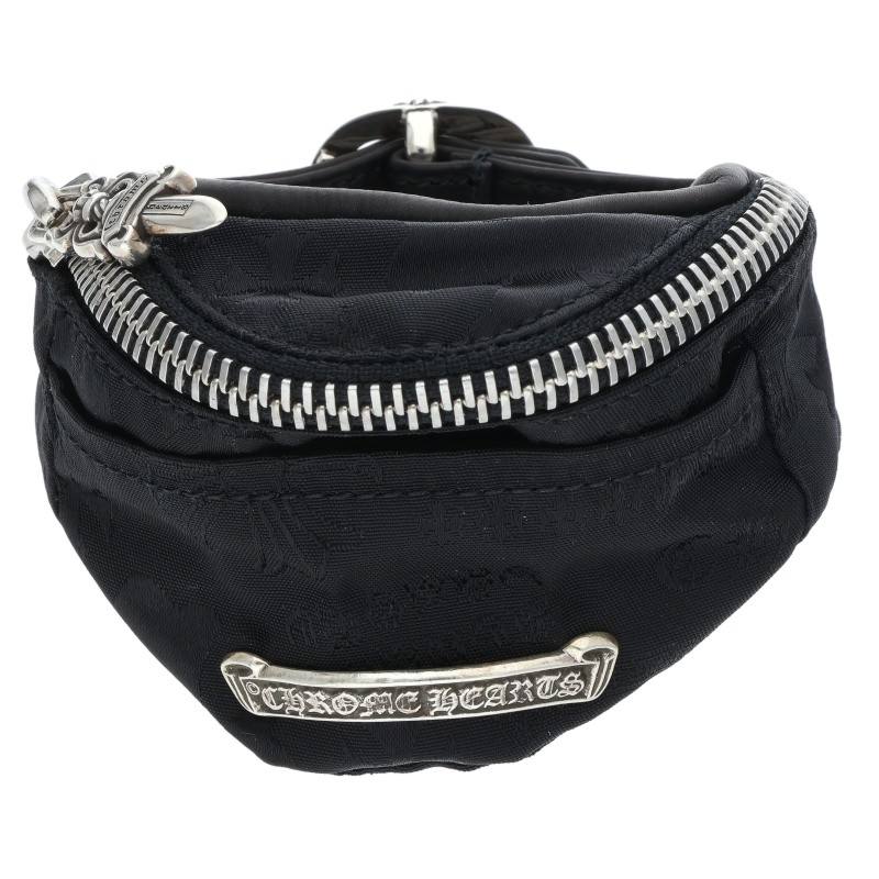 クロムハーツ Chrome Hearts   WRISTHER SNAT PACK スナットパックナイロンレザーブレスレット(黒いこと 総掛け目56.95g)【715062】【SS07】【小物】【中古】bb92#rinkan*A