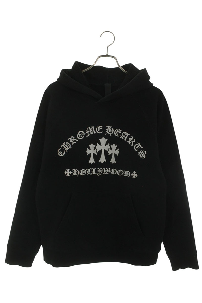 クロムハーツ Chrome Hearts 大いさ:M  SAILIN ON 固定ディスク PLVR セメタリークロス刺しゅう下げ札付き添い人ティーシャツパーカー(黒いこと×しろがね色)【615062】【聞き届ける15】【メンズ】【中古】bb379#rinkan*B
