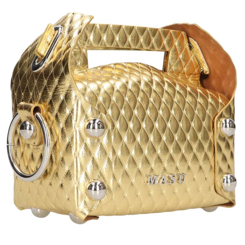 エムエーエスユー MASU   LEATHER CAKE BAG M25F9OJ008 レザーケーキハンドバッグ(ゴールド)【406062】【BS99】【小物】【中古】bb187#rinkan*A