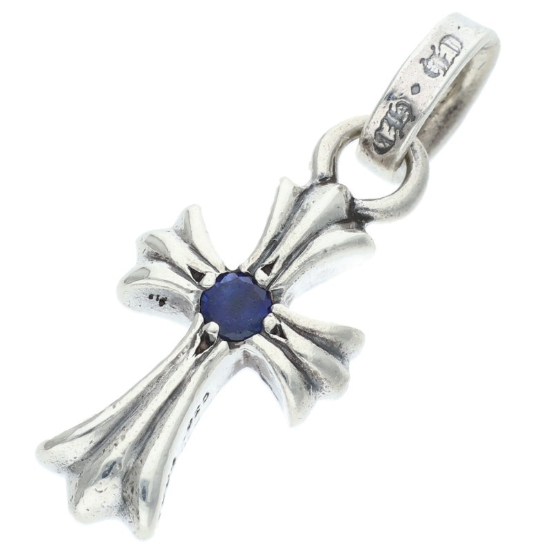 クロムハーツ Chrome Hearts   CRS BBYFAT SAP ベイビーファット 1サファイア しろがね色頸飾りいの一番(しろがね色×青碧 2.04g)【715062】【SJ02】【小物】【中古】bb412#rinkan*B