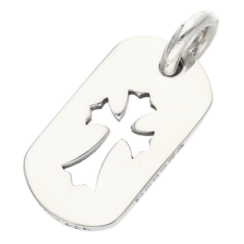 クロムハーツ Chrome Hearts   D TAG SML CO CRS カットアウトクロスドッグタグ スモールドッグタグネックレストップ(しろがね色 9.45g)【815062】【SS07】【小物】【中古】bb134#rinkan*B