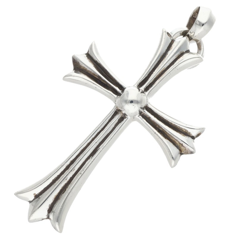 クロムハーツ Chrome Hearts   CH CRS LG W BALE ラージCHはりつけ台 Wベイル しろがね色首飾りとっ始め(しろがね色 46.81g)【225062】【NO05】【小物】【中古】bb488#rinkan*B