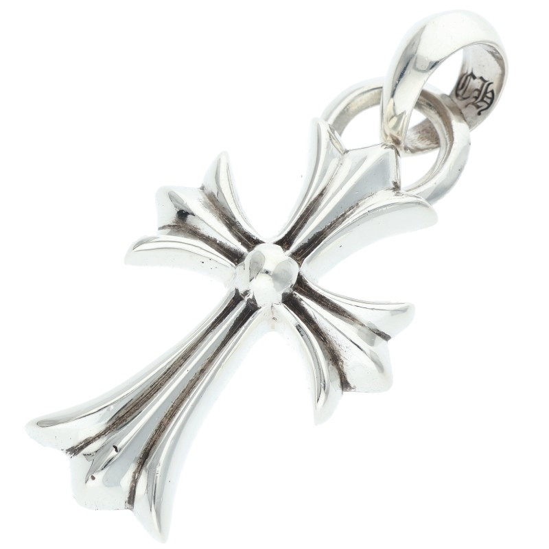 クロムハーツ Chrome Hearts   CH CRS SML W BALE スモールCHクロスベイル Wベイル しろがね色首飾りいの一番(しろがね色 23.15g)【915062】【聞き入れる15】【小物】【中古】bb62#rinkan*B