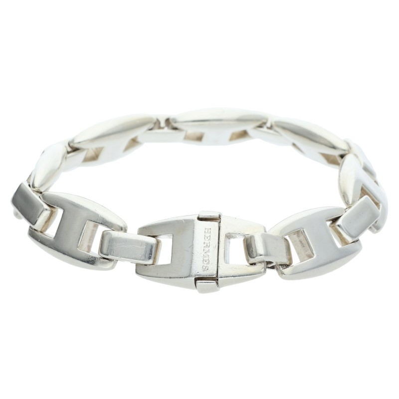 エルメス HERMES 大いさ:7LINK  Cassiopeia カシオペア しろがね色腕輪(しろがね色 66.23g)【715062】【SB01】【小物】【中古】bb380#rinkan*B