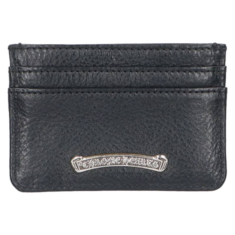 クロムハーツ Chrome Hearts   DOUBLE SIDE ダブル傍え レザーカードケース(黒いこと×しろがね色)【515062】【GZ11】【小物】【中古】bb437#rinkan*S