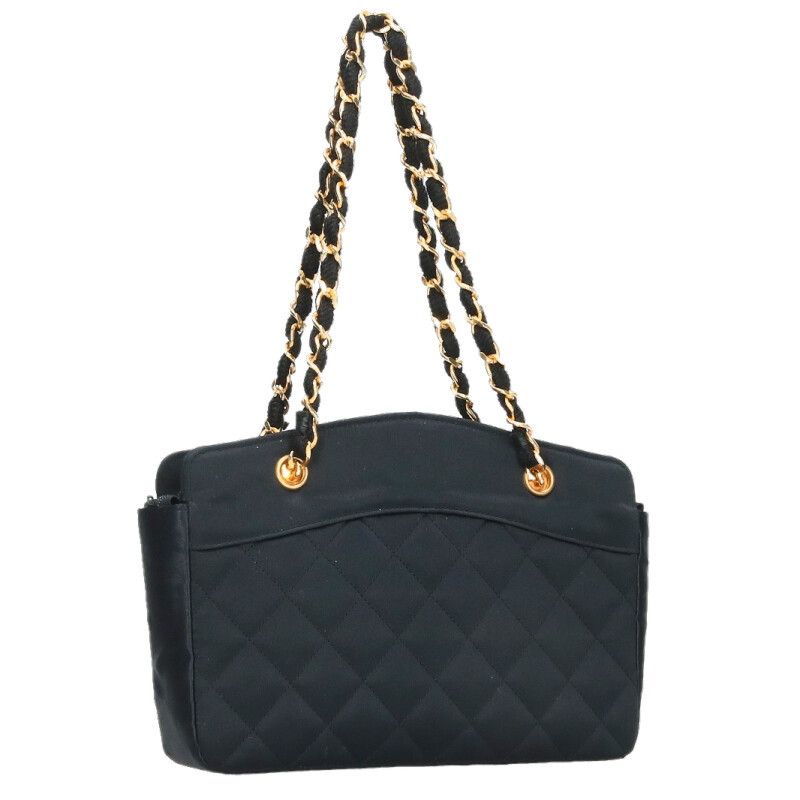 シャネル CHANEL  サテンチェーンハンドバッグ(黒いこと)【406062】【BS99】【小物】【中古】bb457#rinkan*B