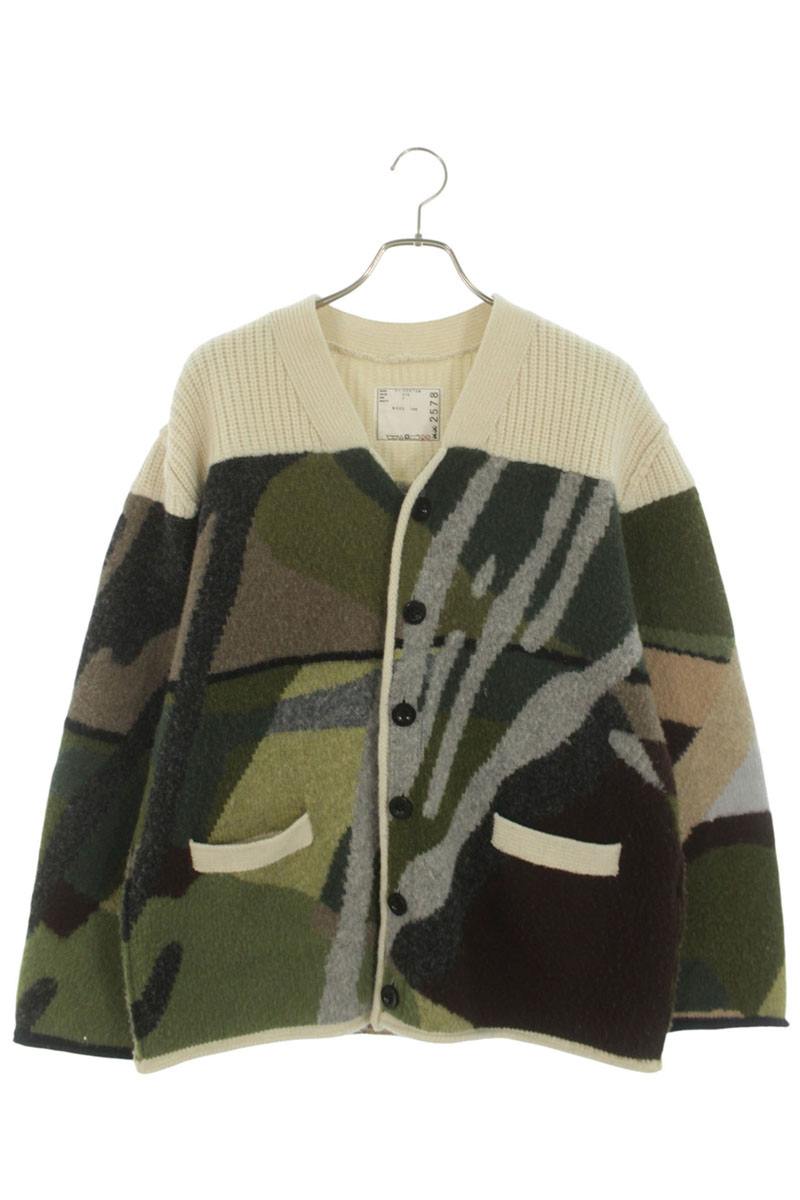 サカイ Sacai 大いさ:2  21-02578M 羊毛ジレー(緑であること×白いこと×赤銅色)【106062】【BS99】【メンズ】【中古】bb457#rinkan*B