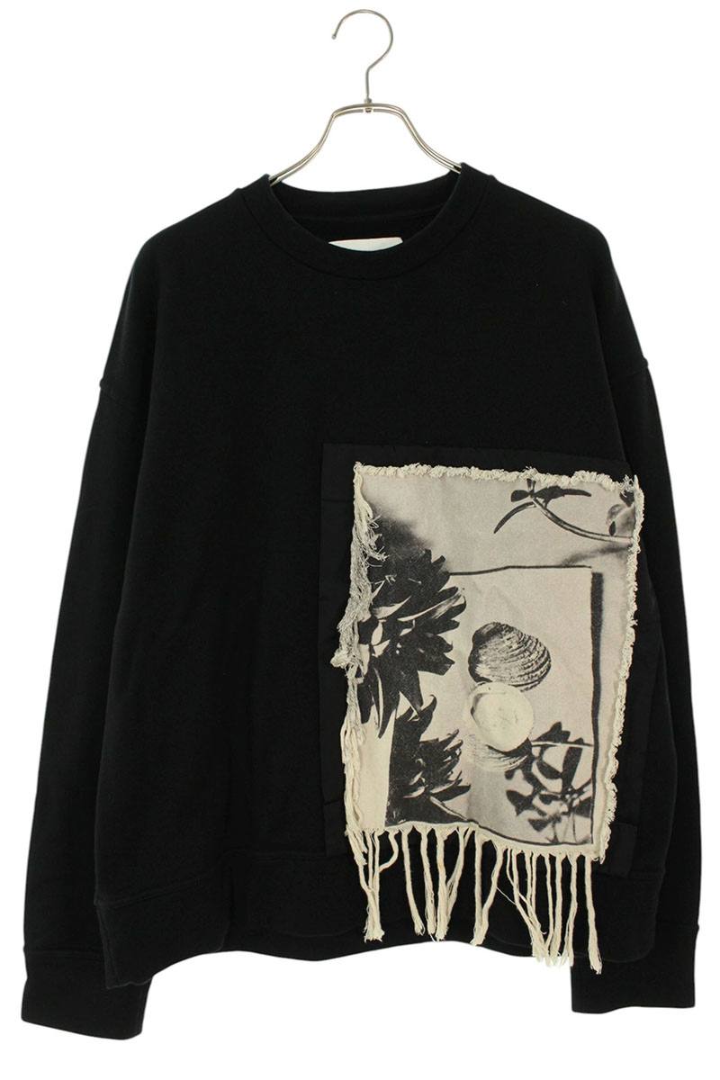 ジルサンダー JILSANDER 大きさ:M  JSMT707058MT24860812 パッチワークフロントデザインスウェット(黒いこと)【106062】【BS99】【メンズ】【中古】bb443#rinkan*B