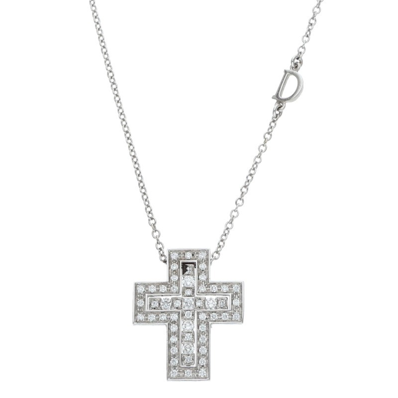 ダミアーニ DAMIANI 大いさ:XS  呼びりん世紀 XS 20083490 K18WGダイヤモンドクロスネックレス(白いことゴールド×せつ然たる 8.27g)【725062】【os06】【小物】【中古】bb489#rinkan*B