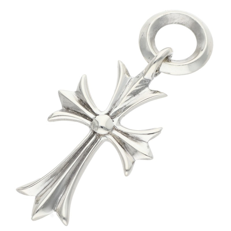 クロムハーツ Chrome Hearts   TINY CH CROSS タイニーCHはりつけ台 しろがね色頸飾りいの一番(しろがね色 3.2g)【225062】【GZ11】【小物】【中古】bb473#rinkan*B