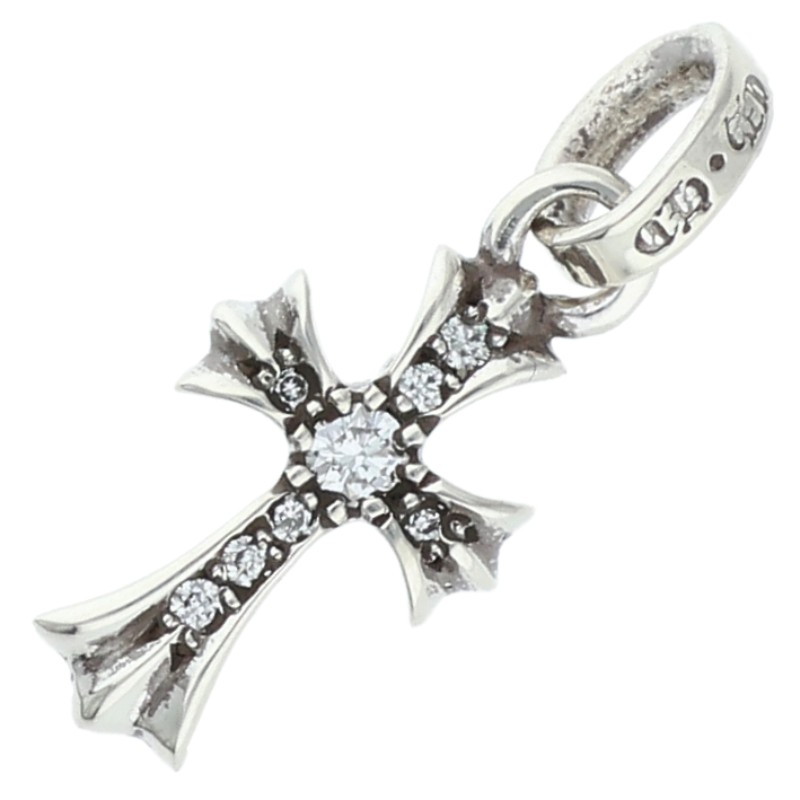 クロムハーツ Chrome Hearts   CRS BBYFAT P DMND ベイビーファット PAVE金剛石 惹きつける しろがね色首飾りいの一番(しろがね色×せつ然たる 1.79g)【025062】【聞き入れる15】【小物】【中古】bb62#rinkan*B
