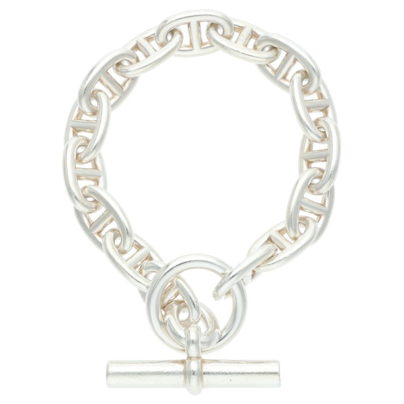 エルメス HERMES 大きさ:15LINK  Chaine d\u0027Ancre MM シェーヌダンクルMMしろがね色腕輪(しろがね色 54.22g)【325062】【os06】【小物】【中古】bb453#rinkan*B