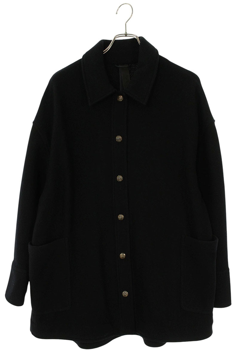 クロムハーツ Chrome Hearts サイズ:M クロスボールボタンウールブルゾン(ブラック×シルバー)【715062】【SJ02】【メンズ】【中古】bb339#rinkan*B |RINKAN