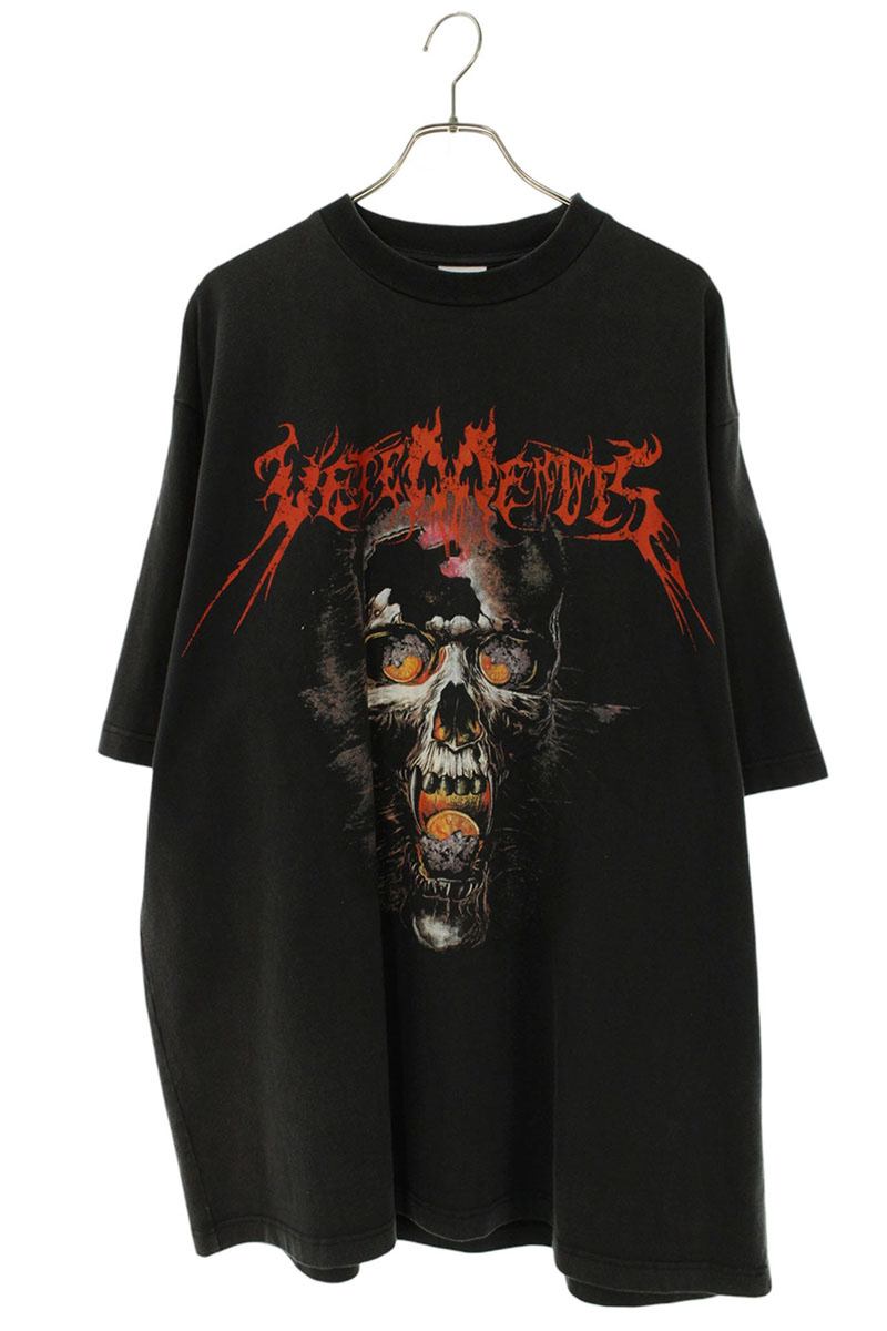 ヴェトモン VETEMENTS 大きさ:S  OVERSIZED HEAVY METAL PRINT TEE MAH18TR34 オーバーサイズヘビーメタルスカルプリントプルオーバー(黒いこと)【715062】【SB01】【メンズ】【中古】bb127#rinkan*C