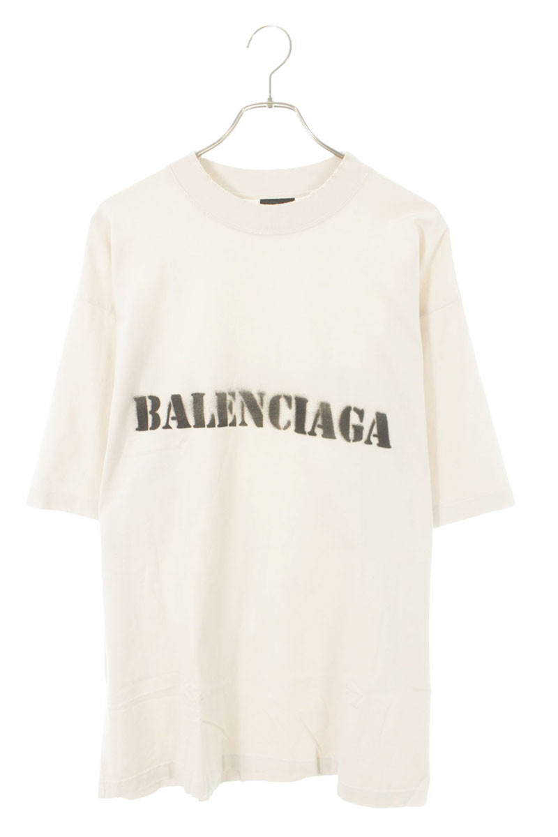 バレンシアガ BALENCIAGA 大きさ:L  764235 TQVA3 不都合製作ロゴタイプ刷り上げるプルオーバー(ベージュ)【815062】【OM10】【メンズ】【中古】bb382#rinkan*B