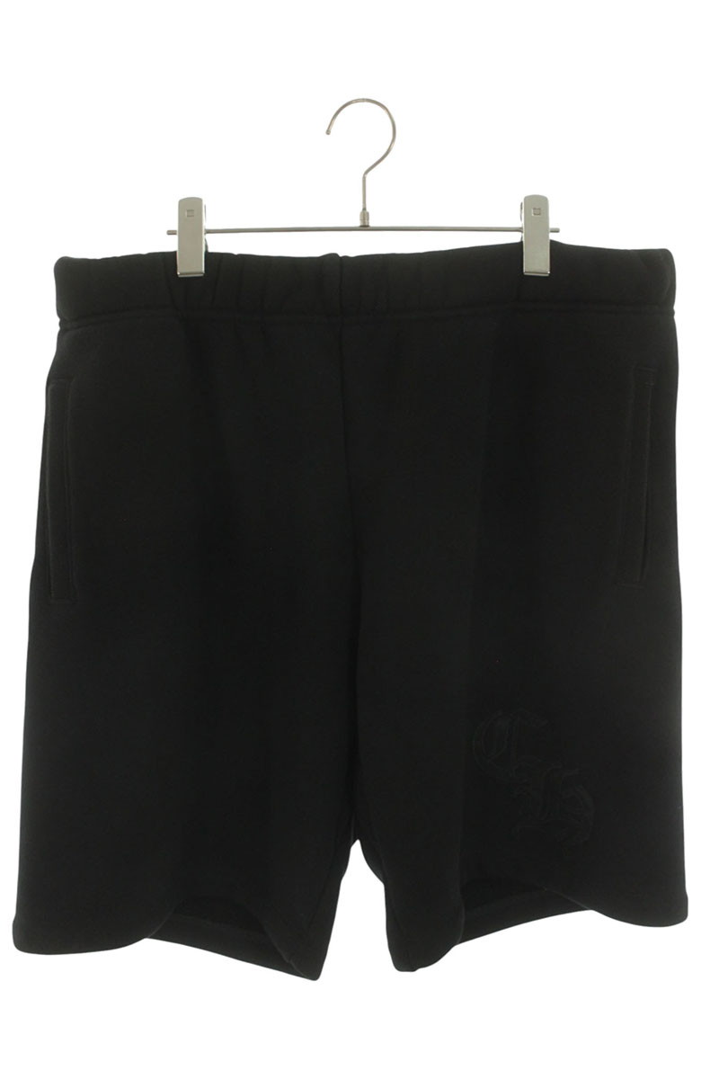 クロムハーツ Chrome Hearts 大きさ:XXL  7-11 SHORTS CHロゴタイプ刺しゅうスウェットハーフパンツ(黒いこと×しろがね色)【715062】【SS07】【メンズ】【中古】bb382#rinkan*A