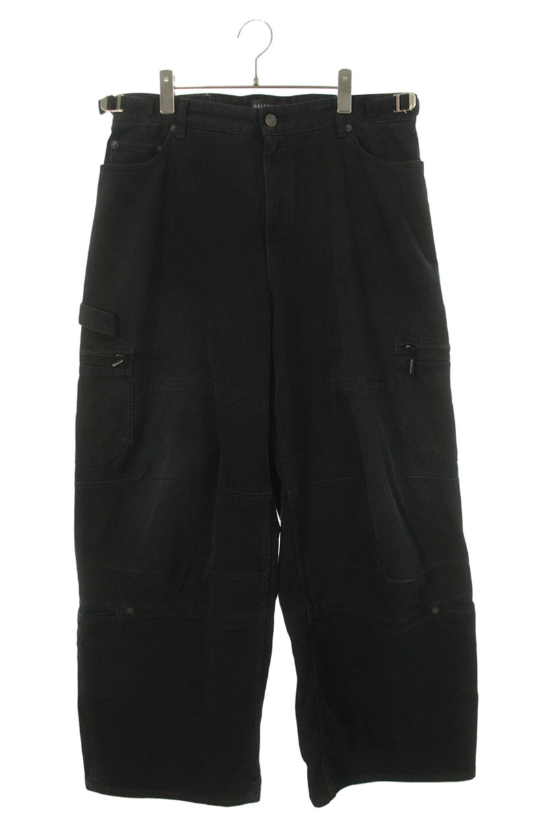 バレンシアガ BALENCIAGA 大きさ:M  767971 TNW11 バギーマルチポケットデニムパンツ(黒いこと調)【815062】【OM10】【メンズ】【中古】bb382#rinkan*C