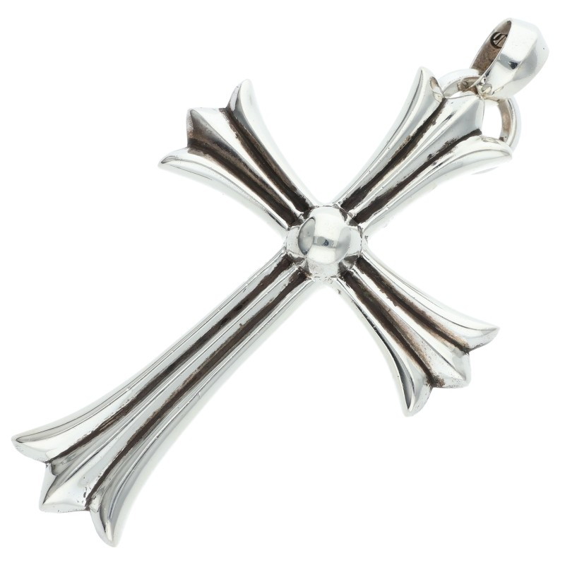 クロムハーツ Chrome Hearts   CH CRS LG W BALE ラージCH差し交わす Wベイル しろがね色首飾りいの一番(しろがね色 43.8g)【125062】【os06】【小物】【中古】bb470#rinkan*B