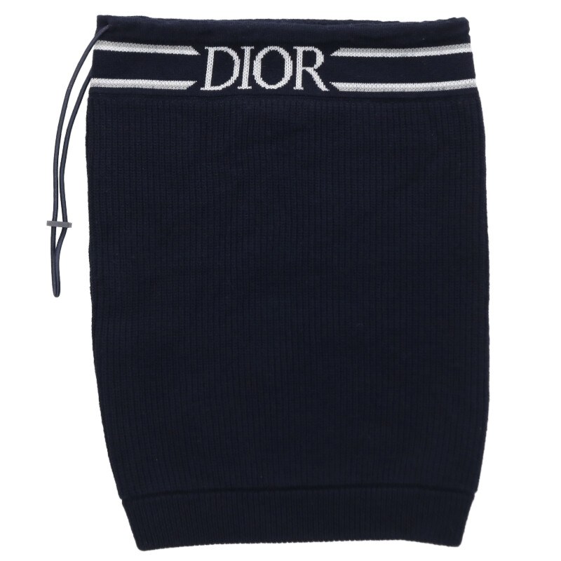 ディオール Christian Dior 大きさ:U  113ME04AT232 ロゴタイプ刺しゅうウールネックウォーマー(米国海軍)【106062】【BS99】【小物】【中古】bb410#rinkan*B