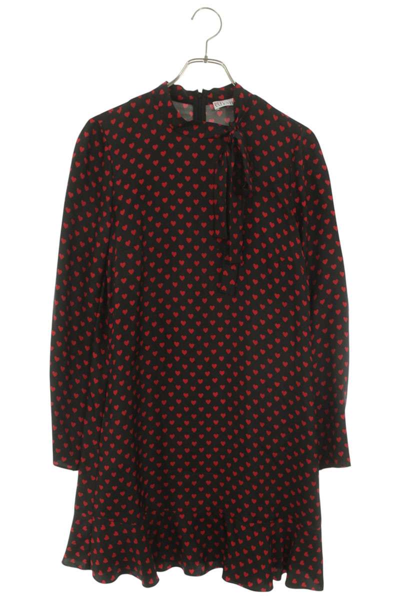 レッドヴァレンティノ RED VALENTINO 大きさ:40  2R3VAGR56PK ハート形総柄地絹衣装(黒いこと×赤いこと)【206062】【BS99】【レディース】【中古】bb162#rinkan*B