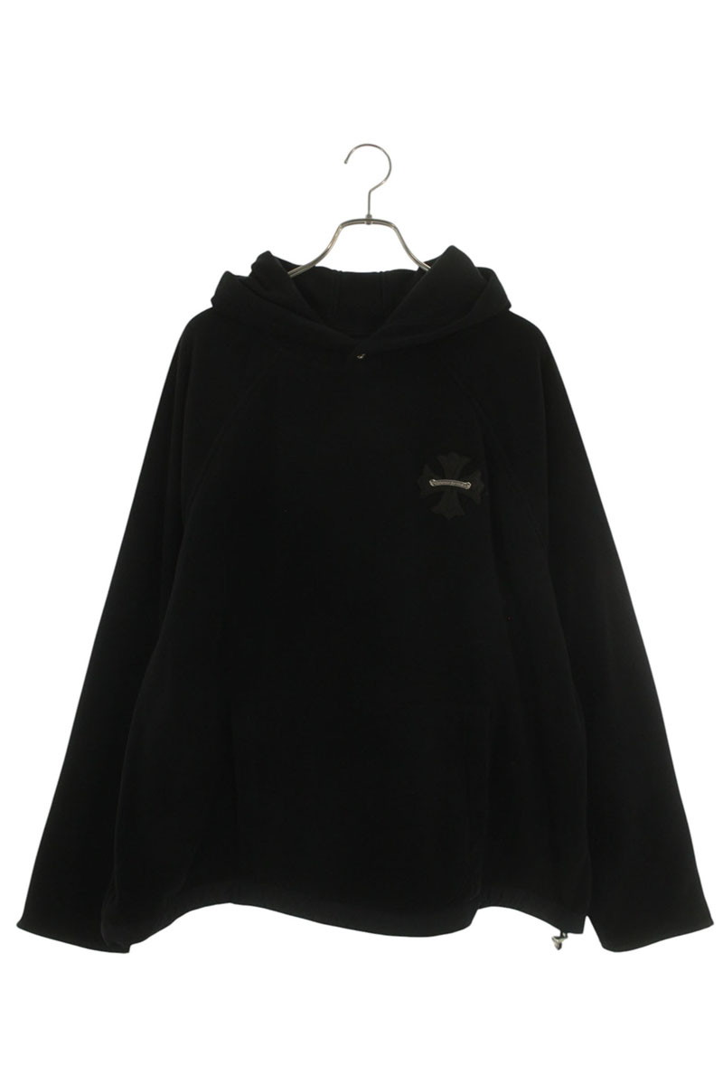 クロムハーツ Chrome Hearts 大きさ:XXL  GRP Y NOT DETENTION CH継ぎ切れ付き添い人プルオーバーフリースパーカー(黒いこと×しろがね色)【815062】【GZ11】【メンズ】【中古】bb334#rinkan*S