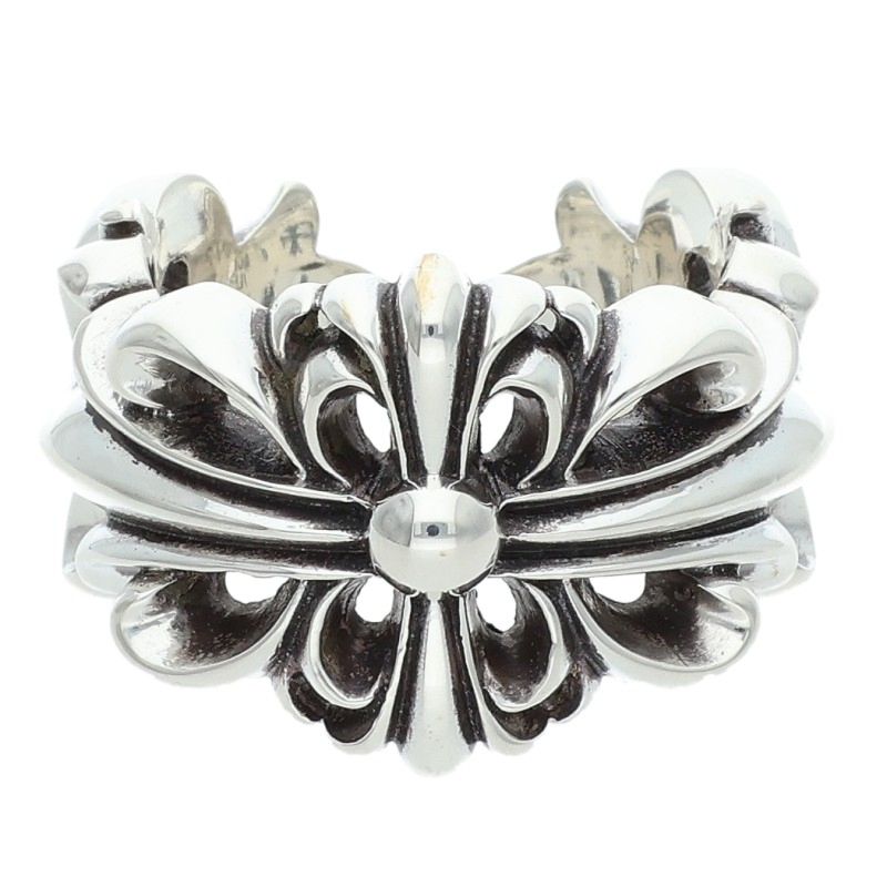 クロムハーツ Chrome Hearts 大きさ:23号  DBL FLRL CRS ダブルフローラルクロス しろがね色輪っか(しろがね色 26.91g)【325062】【os06】【小物】【中古】bb453#rinkan*B