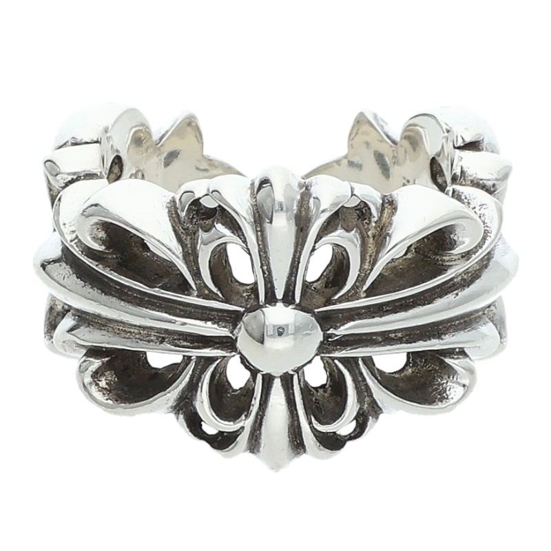 クロムハーツ Chrome Hearts 大きさ:9号  DBL FLRL CRS ダブルフローラルクロス しろがね色輪っか(しろがね色 10.64g)【225062】【聞き入れる15】【小物】【中古】bb450#rinkan*B