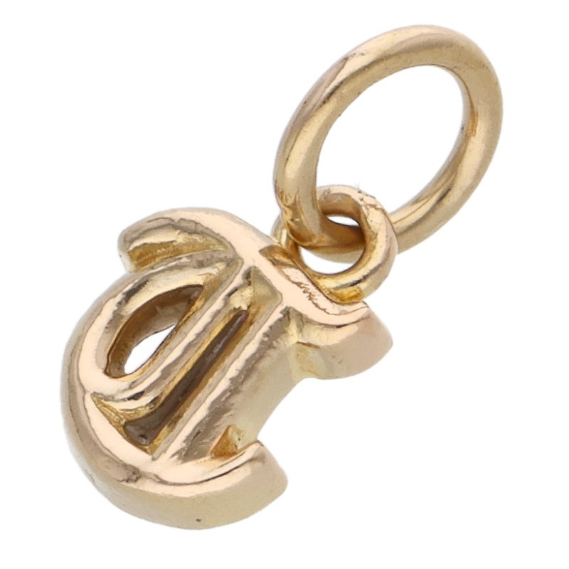 クロムハーツ Chrome Hearts   22K STACK ALPHABET アルファベットスタックチャーム Tイニシャルゴールドネックレストップ(黄色ゴールド 1.24g)【125062】【SJ02】【小物】【中古】bb51#rinkan*B