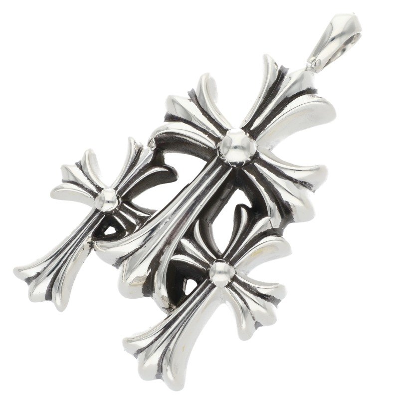 クロムハーツ Chrome Hearts　 3 CH CRS SML トリプルCHクロススモール シルバーネックレストップ(シルバー 52.9g)【125062】【OK15】【小物】【中古】bb415#rinkan*B｜RINKAN