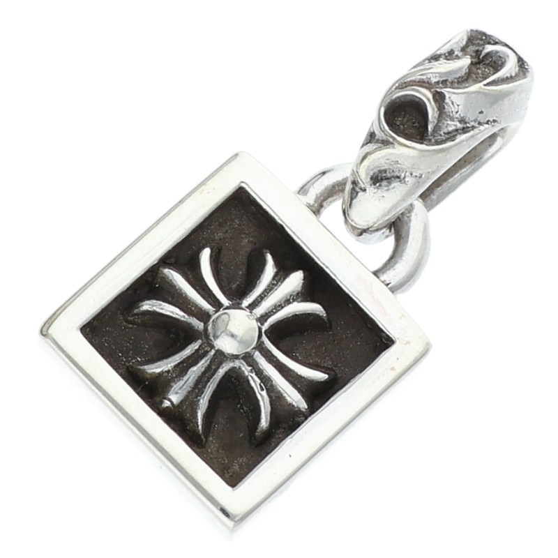 クロムハーツ Chrome Hearts   FRAMED CH PLUS フレームドCH足し加える 惹き付ける しろがね色頸飾りいの一番(しろがね色 5.14g)【225062】【NO05】【小物】【中古】bb488#rinkan*B