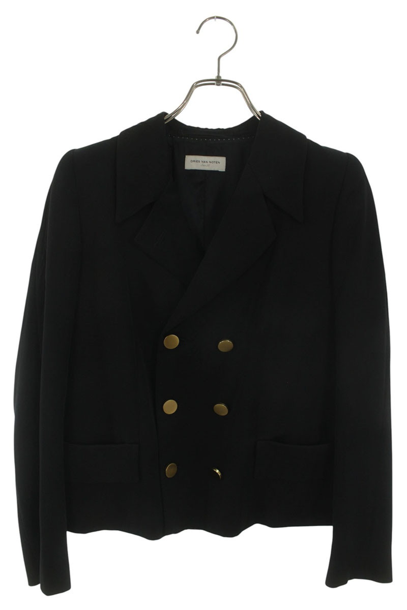ドリスヴァンノッテン DRIES VAN NOTEN 大きさ:36 金ボタンダブルブレスドレーヨンジャケット(黒いこと)【106062】【BS99】【レディース】【中古】bb187#rinkan*B