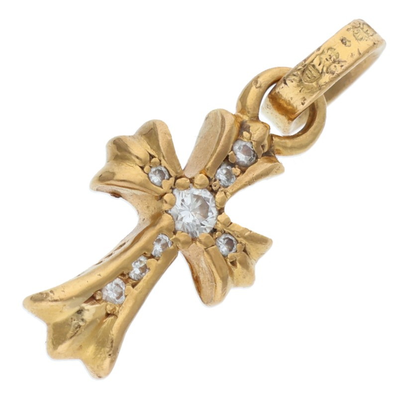 クロムハーツ Chrome Hearts　 22K CRS BBYFAT P DMND ベイビーファット PAVEダイヤ チャーム ゴールドネックレストップ(イエローゴールド&times;クリア 3.25g)【225062】【SJ02】【小物】【中古】bb431#rinkan*C｜RINKAN 364,320円
