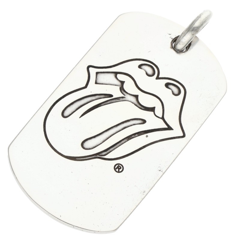 クロムハーツ Chrome Hearts   D TAG LRG LT リップアンドタンドッグタグ ラージドッグタグネックレストップ(しろがね色 22.53g)【125062】【SJ02】【小物】【中古】bb76#rinkan*B