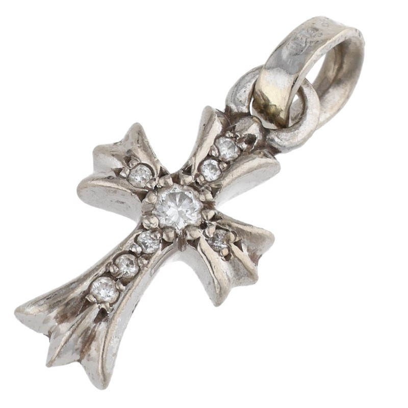 クロムハーツ Chrome Hearts　 18KWG CRS BBYFAT P DMND ベイビーファット PAVEダイヤ チャーム ホワイトゴールドネックレストップ(ホワイトゴールド&times;クリア 3.74g)【225062】【OK15】【小物】【中古】bb428#rinkan*B｜RINKAN